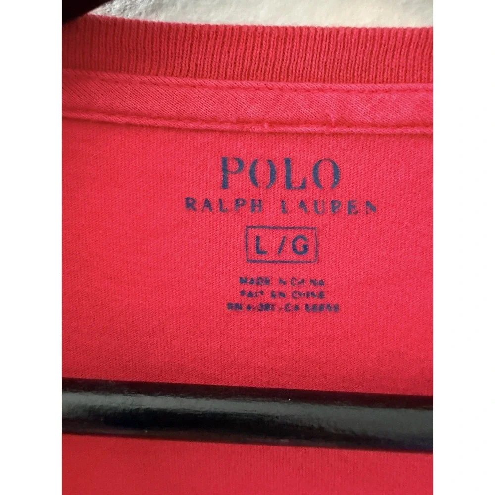 Polo Ralph Lauren Red V-Neck T-Shirt Men's Size Large Embroidered Pony Logo